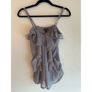 Gray Ruffled Top